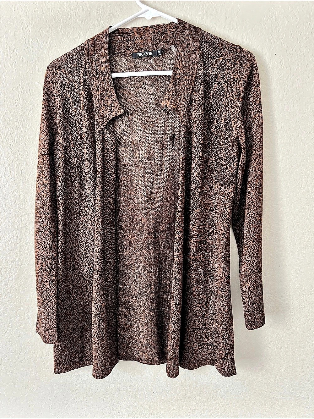 Like New! NIC+ZOE Silk Blend Open Front Cardigan Brown Size PS